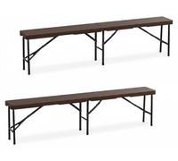 Relaxdays Conjunto de 2 bancos de jardín 180 cm marrón,negro