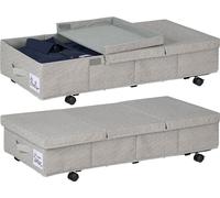 Relaxdays 2 cajas almacenaje bajo cama con ruedas negro,gris