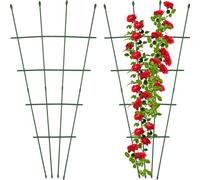 Relaxdays, juego de 2 enrejados, dimensiones (alto x ancho): 122 x 59 cm, acero y plástico, soporte para plantas trepadoras, ideal para plantas en macetas, color verde