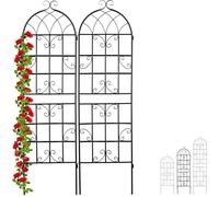 Relaxdays, juego de 2 enrejados metálicos, para clavar en el suelo, soporte para plantas trepadoras, 180 x 50 cm, celosía para jardín, color