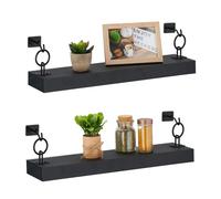 Relaxdays Juego de 2 estantes de pared negros negro