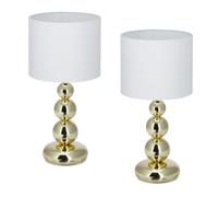 Relaxdays Juego de 2 lámparas de mesa blanco,oro