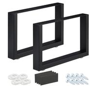 Relaxdays, juego de 2 patas para mesa, dimensiones: 64 x 40 cm, patas de metal para mesa, escritorio, mesa de comedor, mesa de centro, estilo industrial, color