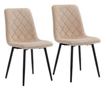 Relaxdays, juego de 2 sillas de comedor, terciopelo, patas de metal, capacidad de 120 kg, ideales para salón y cocina, silla de cocina acolchada, color beige
