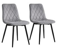 Relaxdays, juego de 2 sillas de comedor, terciopelo, patas de metal, capacidad de 120 kg, ideales para salón y cocina, silla de cocina acolchada, color gris