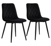 Relaxdays Silla Comedor, Pack de 2, Terciopelo, Patas Metal, 120 kg, Negra
