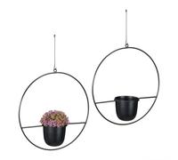Relaxdays Juego de 2 soportes para macetas negro