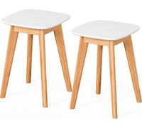 Relaxdays Taburetes de Cocina, Set de 2, bambú, MDF, Natural/Blanco