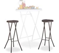 Relaxdays, juego de 2 taburetes plegables BASTIAN, resistentes a la intemperie, altura de 80 cm, pack de 2 taburetes para bar, de plástico, para barra, color marrón