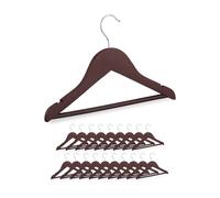 Relaxdays Juego de 20 perchas de madera para niños marrón,plata