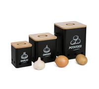 Relaxdays Juego de 3 cajas para patatas marrón claro,negro