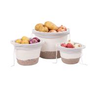 Relaxdays Juego de 3 cestas para almacenar patatas beige,blanco,negro