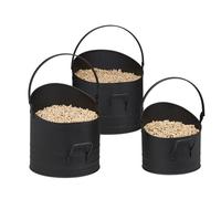 Relaxdays Juego de 3 cubos para pellets negro