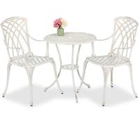Relaxdays: Juego de 3 muebles de jardín, color blanco y cobre