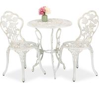 Relaxdays Set de mesa y sillas jardín blanco,cobre