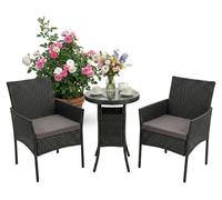 Relaxdays, juego de 3 muebles de jardín, estilo ratán, color y gris