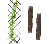 Relaxdays, juego de 3 paneles de celosía extensible, 180x60 cm, madera, para montaje en pared, soporte para plantas trepadoras, celosía de madera, color marrón