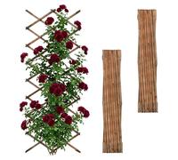 Relaxdays, juego de 3 paneles de celosía extensible, 310x90 cm, madera, para montaje en pared, soporte para plantas trepadoras, celosía de madera, tratada con llama