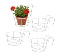 Relaxdays Juego de 4 maceteros colgantes blanco