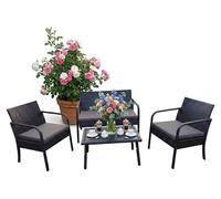 Relaxdays, juego de 4 muebles de jardín, estilo ratán, color y gris