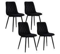 Relaxdays Sillas Comedor, Set 4, Terciopelo, Patas Metal, 120 kg, Negro