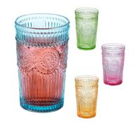 Relaxdays Juego de 4 vasos retro verde,naranja,fucsia