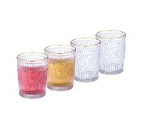 Relaxdays Juego de 4 vasos vintage 300 ml oro,transparente