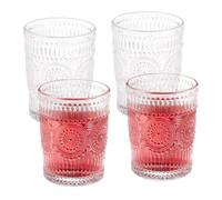 Relaxdays Juego de 4 vasos vintage 300 ml transparente