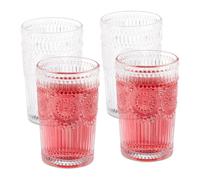 Relaxdays Juego de 4 vasos vintage 400 ml transparente