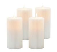 Relaxdays Juego de 4 Velas LED Blancas con Llama Parpadeante, Cera Real, sin Llama, 18 x 7,5 cm