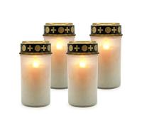 Relaxdays Juego de 4 velas LED para tumbas blanco,oro,negro