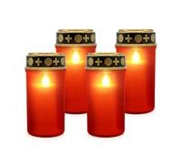 Relaxdays Juego de 4 velas LED para tumbas oro,rojo,negro
