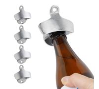 Relaxdays Juego de 5 abrebotellas de pared plata