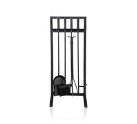 Relaxdays Juego de 5 utensilios para chimenea negro