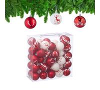 Relaxdays Juego de 50 bolas de Navidad reno blanco,rojo,plata