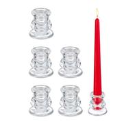 Relaxdays Juego de 6 candelabros de cristal transparente