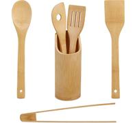 relaxdays, juego de 6 utensilios de cocina de bambú