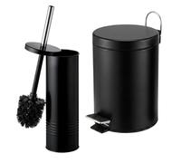 Relaxdays Juego de baño 2 Piezas: escobilla WC y Cubo 5 l, Negro