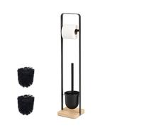 Relaxdays Juego de baño con base de bambú marrón claro,negro