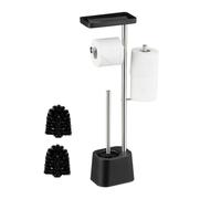 Relaxdays Juego de baño con soporte negro,plata