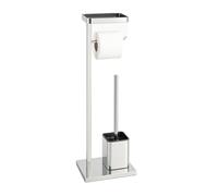 Relaxdays Juego de baño Independiente con Estante y Soporte en Acero Inoxidable, 65.5x25.5x12.5 cm, Plateado