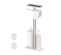 Relaxdays Juego de baño inox con estante blanco,plata
