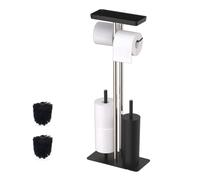 Relaxdays Juego de baño inox con estante negro,plata