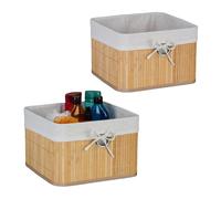 Relaxdays Juego de cestas de almacenaje de bambú beige,crema,plata