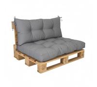 Relaxdays Juego de Cojines para palés, Asiento y Respaldo, Exterior, Gris, Medida 126x85x12 cm y 42x126 cm