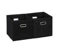 Relaxdays Juego de dos cajas textiles con asas negro,plata