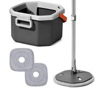 Relaxdays Juego de fregona Gris para Esquinas, 2 microfibras