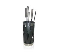 Relaxdays Juego 5 pzs chimenea hierro y acero inox negro,plata