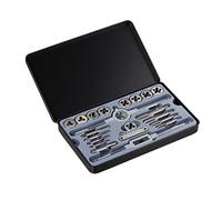 Relaxdays Juego de Machos de Roscar y Matrices M3 - M12, 9 Terrajas y Roscadores, Kit de Herramientas con Maletín, Gris