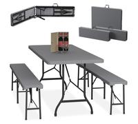Relaxdays Conjunto de muebles de jardín plegables negro,gris